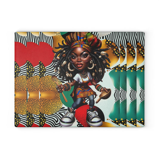 Glass Cutting Board, Afrocentric Kitchen Decor, Ankara Pattern Glass Board, Ethnic Design Cheese Board, Unique Housewarming Gift