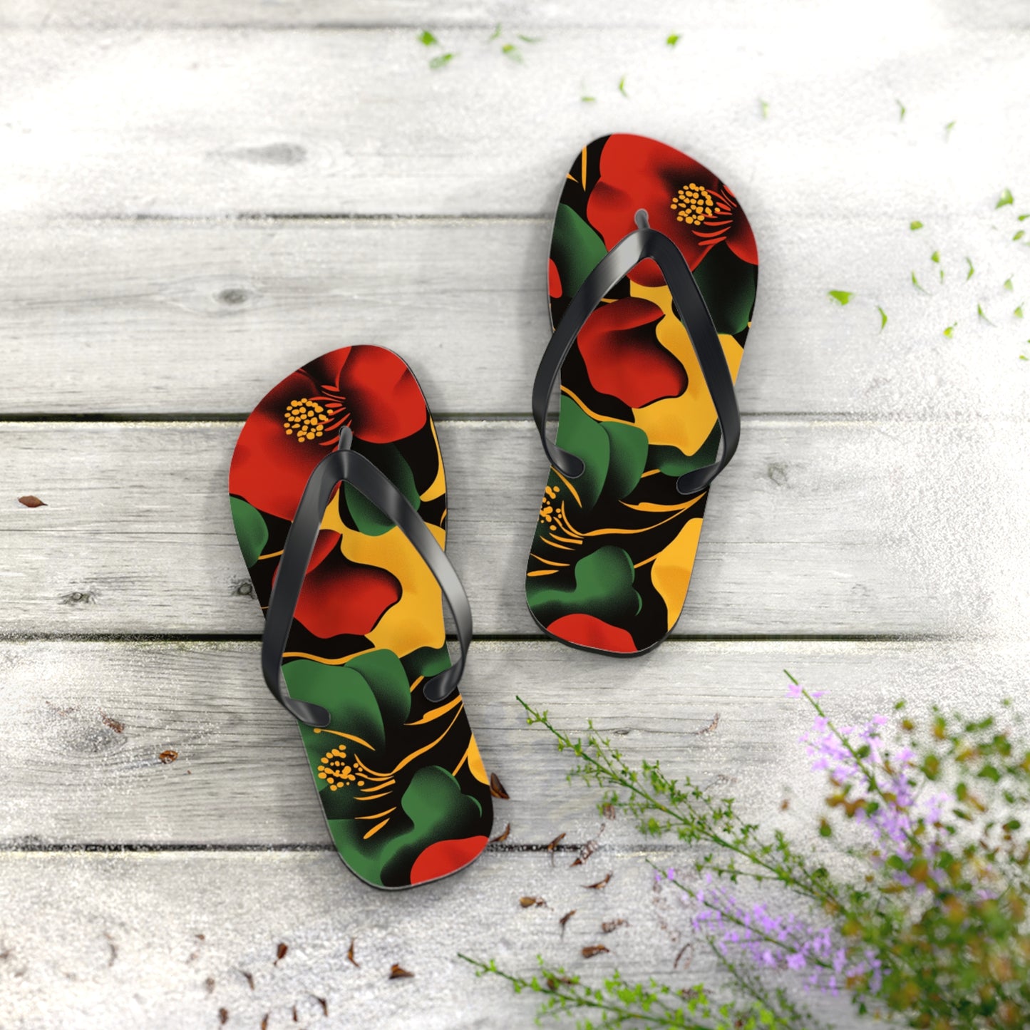 Tropical Floral Flip Flops | Beach Sandals for Summer Vibes Vacation Footwear Gift for Her Pool Party Shoes Comfortable Beachwear