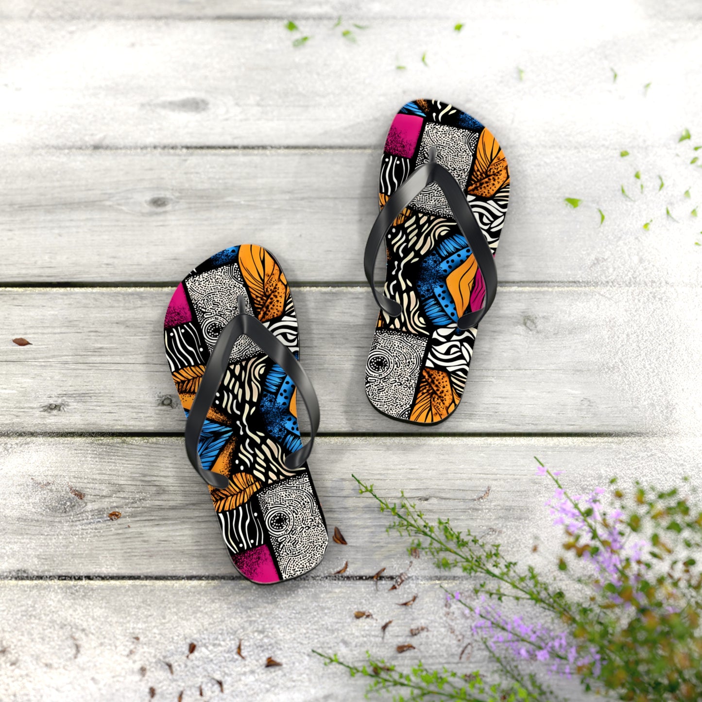 Floral and Feather Flip Flops | Beach Sandals for Summer Vibes Vacation Footwear