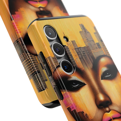 Afrocentric Tough Phone Case, City Girl On The Move Unique Design, Urban Street Style, Protective Cellphone Cover, Trendy Mobile Accessory