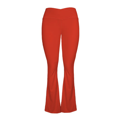Red Women's High Waist Crossover Tummy Control Flare Leggings High Waist Crossover Tummy Control Flare Leggings