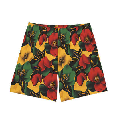 Tropical Floral Men#039 Beach Shorts - Vibrant Summer Vibes Pool Party Vacation Outdoor Activities Gift Idea