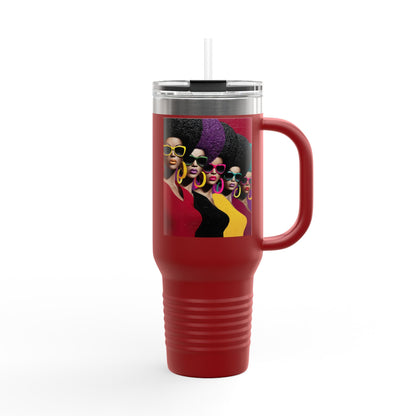 Afrocentric Tumbler Mug, Black Woman Afro Sunglasses Drinkware, Travel Coffee