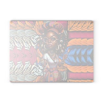 Glass Cutting Board, Afrocentric Kitchen Decor, Ankara Pattern Glass Board, Ethnic Design Cheese Board, Unique Housewarming Gift