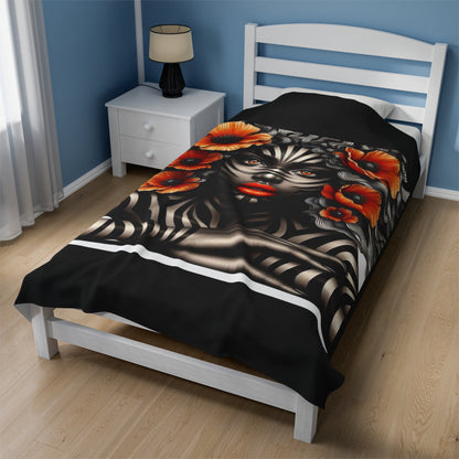 Zebra Fantasy Velveteen Plush Blanket #ZF25