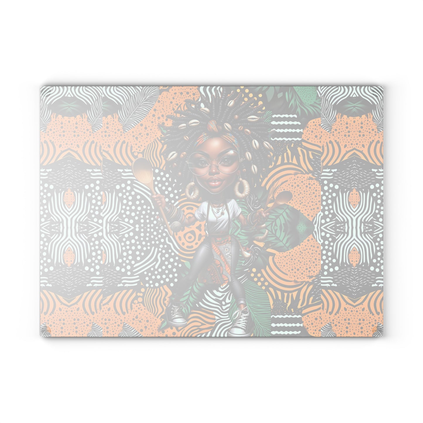 Glass Cutting Board, Afrocentric Kitchen Decor, Ankara Pattern Glass Board, Ethnic Design Cheese Board, Unique Housewarming Gift