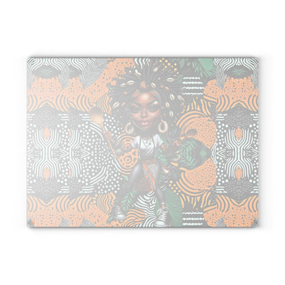 Glass Cutting Board, Afrocentric Kitchen Decor, Ankara Pattern Glass Board, Ethnic Design Cheese Board, Unique Housewarming Gift