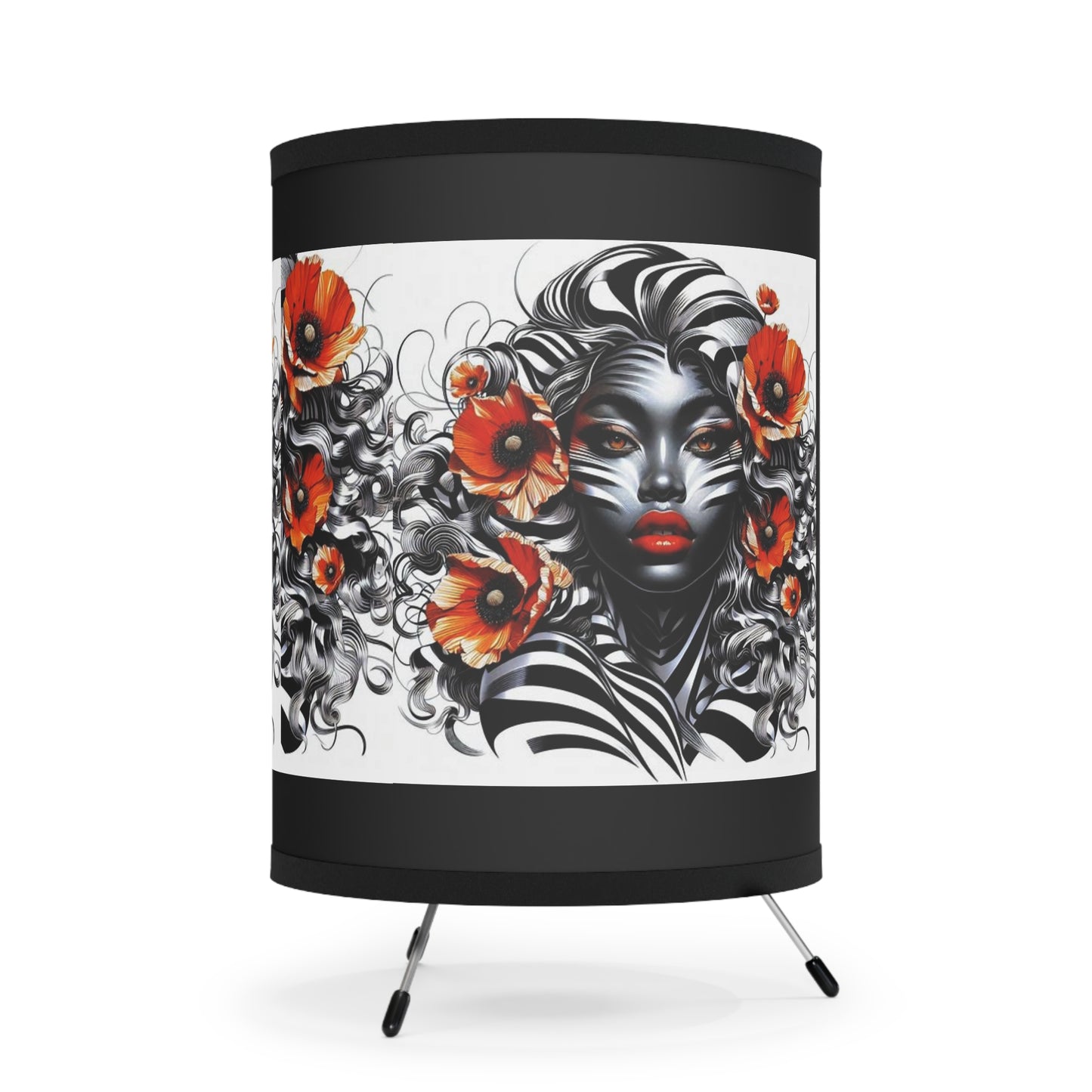 Zebra Fantasy Tripod Lamp with High-Res Printed Shade, US\CA plug #SZ35