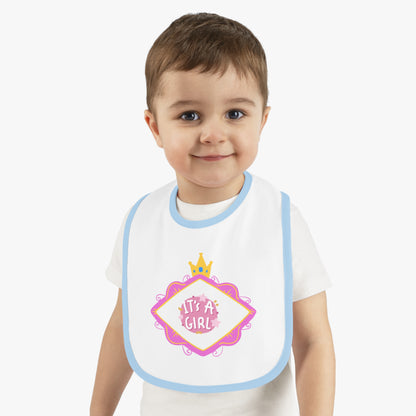 It's A Girl Baby Contrast Trim Jersey Bib #IAG1