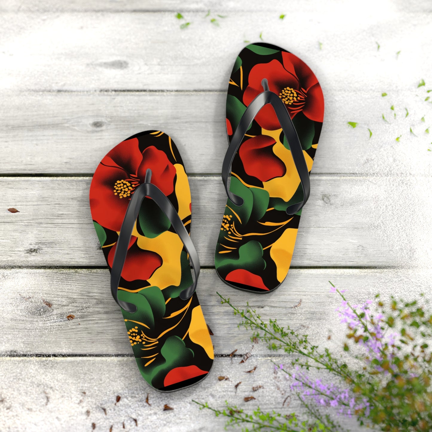 Tropical Floral Flip Flops | Beach Sandals for Summer Vibes Vacation Footwear Gift for Her Pool Party Shoes Comfortable Beachwear