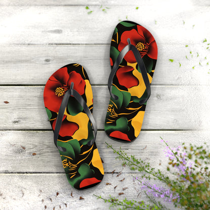 Tropical Floral Flip Flops | Beach Sandals for Summer Vibes Vacation Footwear Gift for Her Pool Party Shoes Comfortable Beachwear