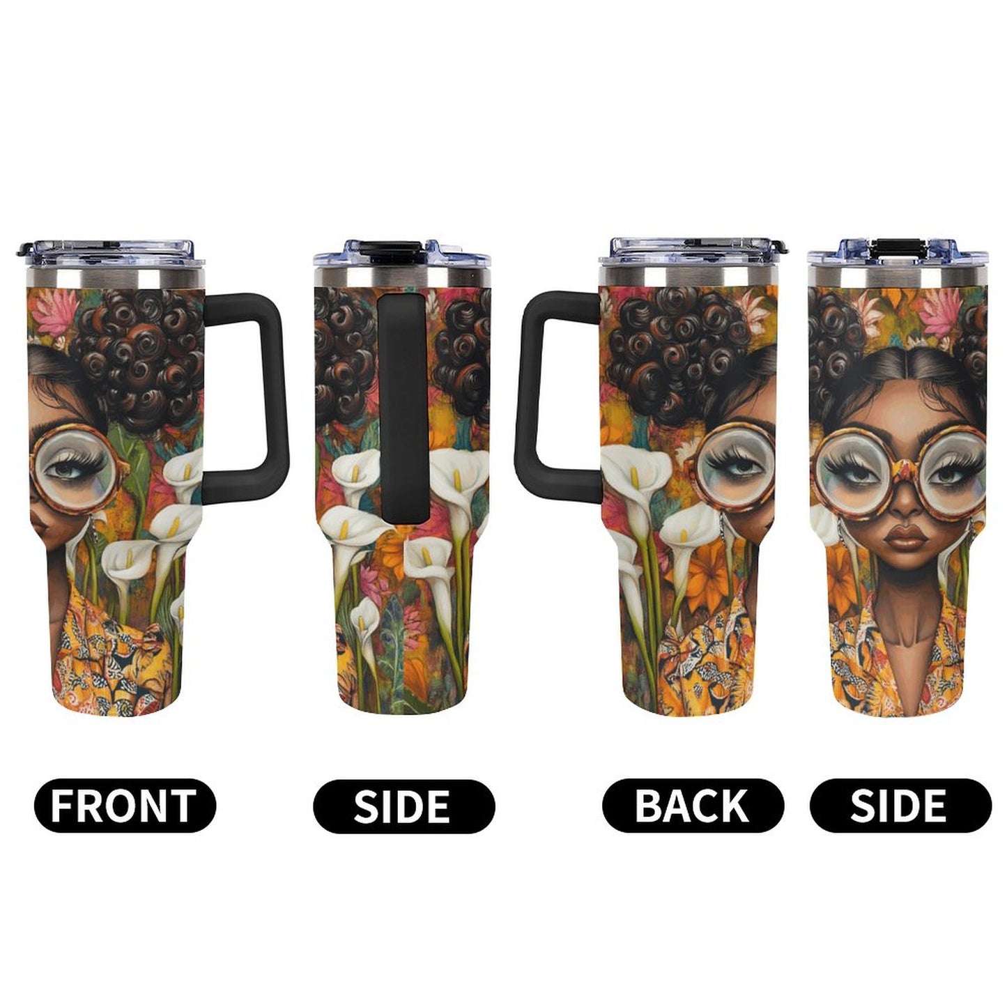 40oz Insulated Tumbler with Handle and Straw