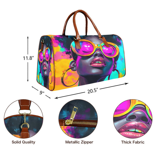 Colorful Reflection Travel Bag Large Capacity Travel Bag-Large (Brown Short Patch) (1737)
