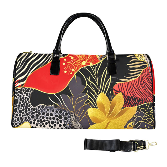 Golden Zebra Pattern Travel Bag Large Capacity Travel Bag-Large (Black Short Patch) (1737)