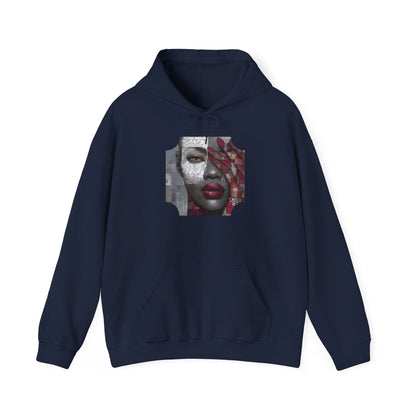 Do You See What I See? Afrocentric Abstract Puzzle Piece Unisex Hoodie Sweatshirt, Woman Print Face Hand Art, Hooded, Black