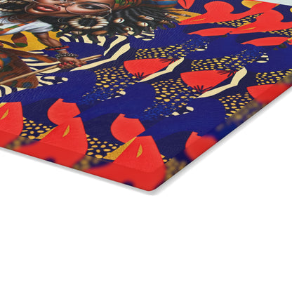 Glass Cutting Board, Afrocentric Kitchen Decor, Ankara Pattern Glass Board, Ethnic Design Cheese Board, Unique Housewarming Gift
