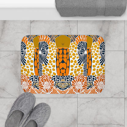 Vibrant Botanical Bath Mat, Boho Bathroom Decor, Modern Home Accent, Cozy Gift for Art Lovers, Unique Bath Accessory