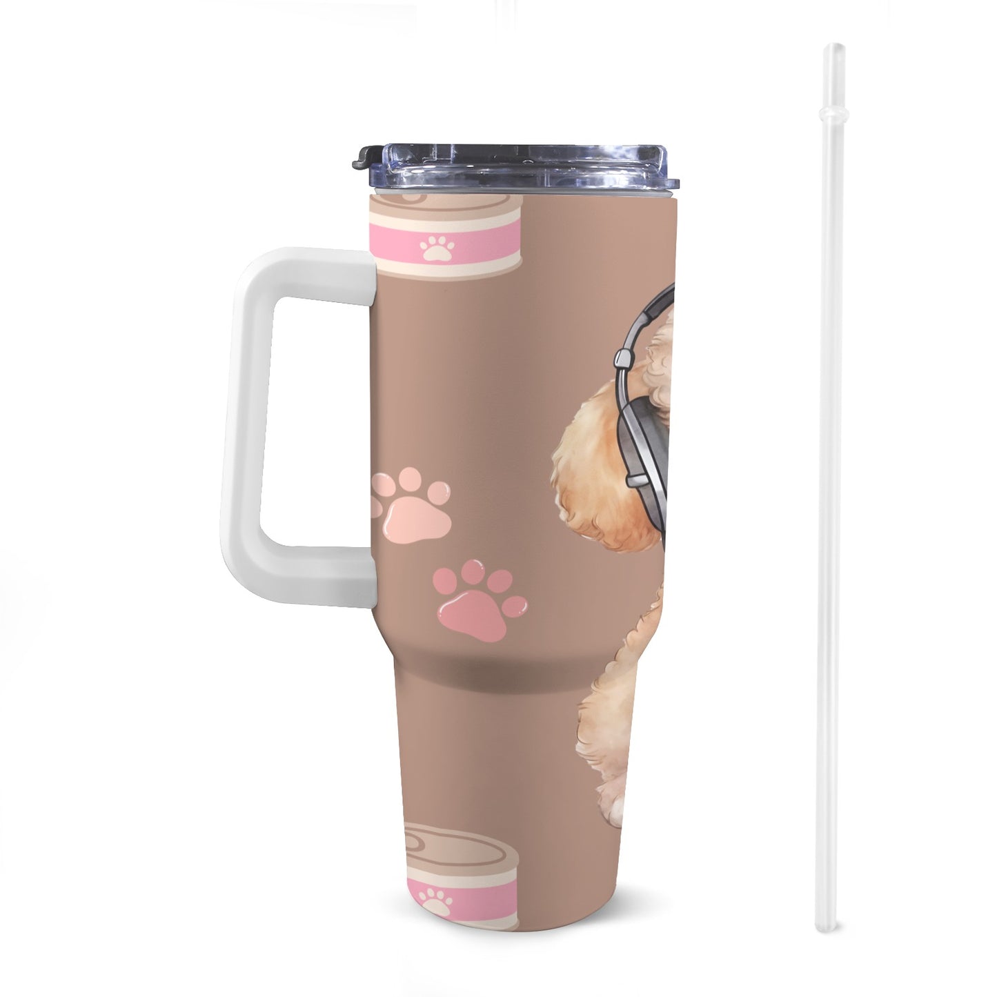 Pet 40 oz Tumbler With White Handle 40oz Tumbler with White Handle