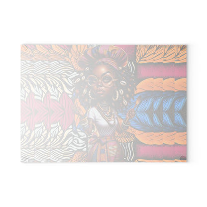 Glass Cutting Board, Afrocentric Kitchen Decor, Ankara Pattern Glass Board, Ethnic Design Cheese Board, Unique Housewarming Gift