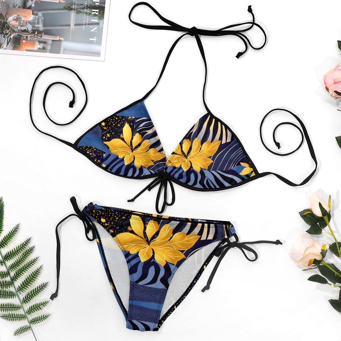 Plus Size Halter Tie Front Bikini Set BK2059 (All-Over Printing)