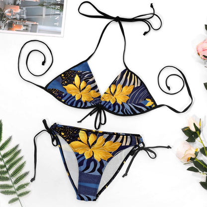 Plus Size Halter Tie Front Bikini Set BK2059 (All-Over Printing)