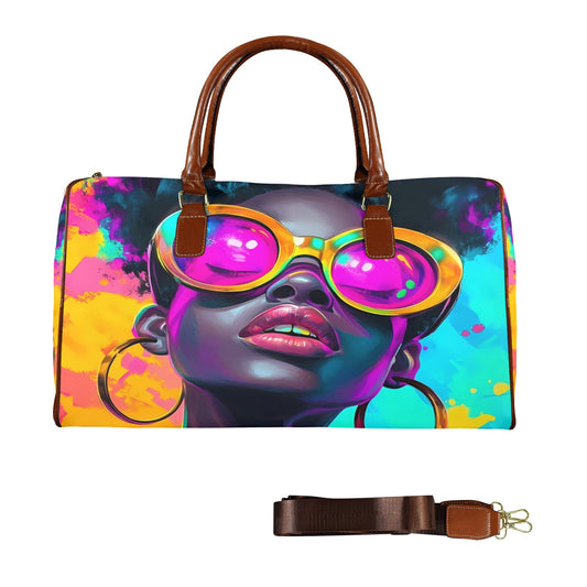 Colorful Reflection Travel Bag Large Capacity Travel Bag-Large (Brown Short Patch) (1737)