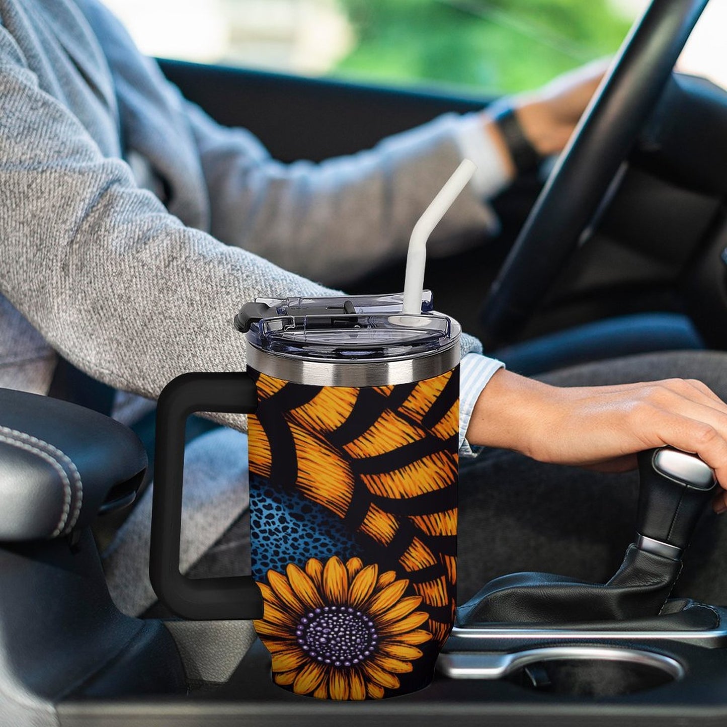 Afrocentric 40oz Insulated Tumbler with Handle and Straw