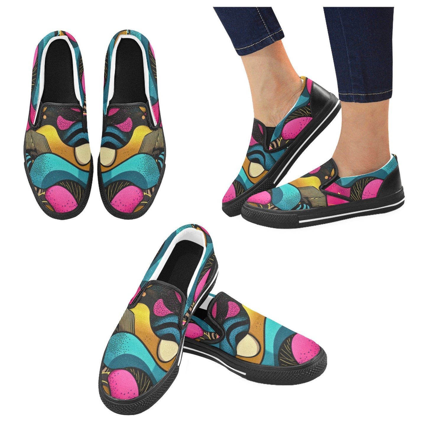 Vibrant Camo Kid's Canvas Slip-On Shoes Slip-on Canvas Shoes for Kid (Model 019)