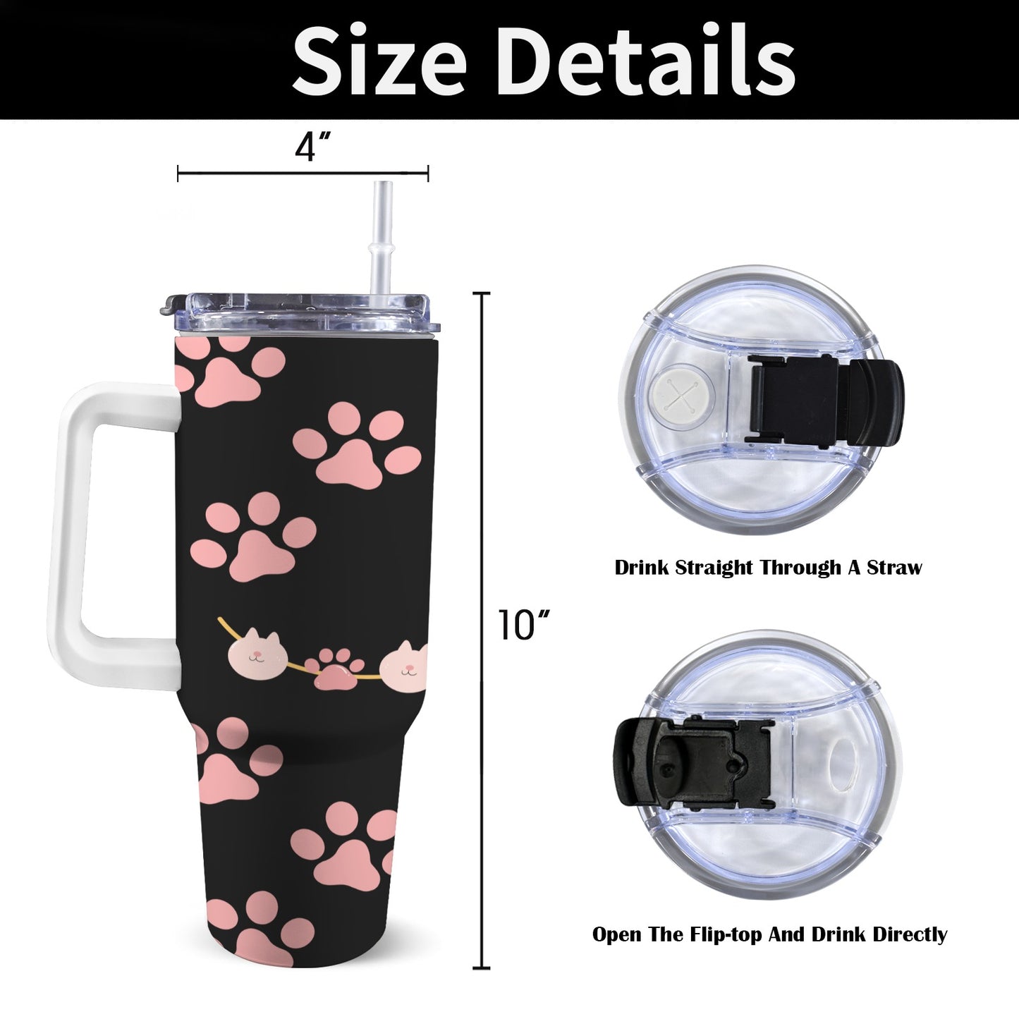 Pet 40 oz Tumbler With White Handle 40oz Tumbler with White Handle