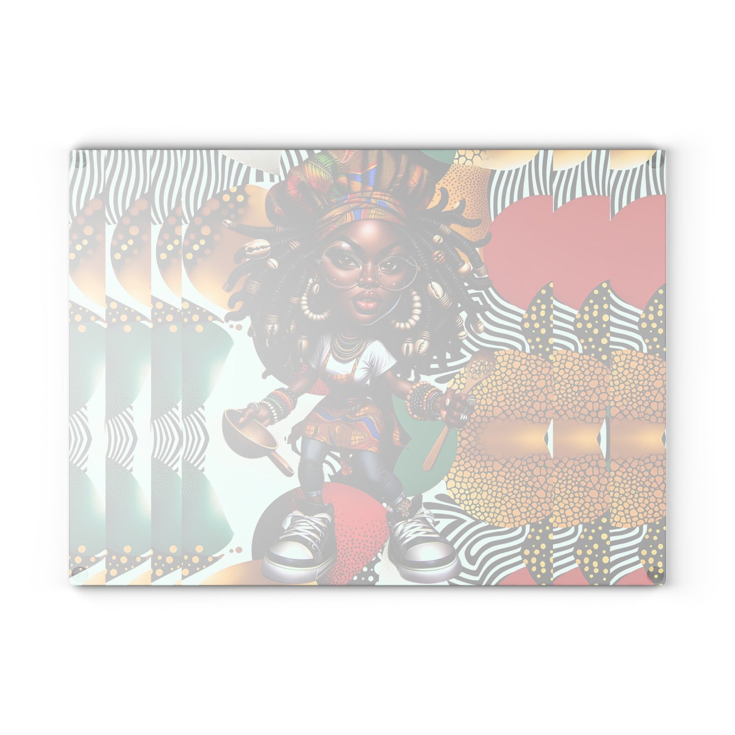 Glass Cutting Board, Afrocentric Kitchen Decor, Ankara Pattern Glass Board, Ethnic Design Cheese Board, Unique Housewarming Gift