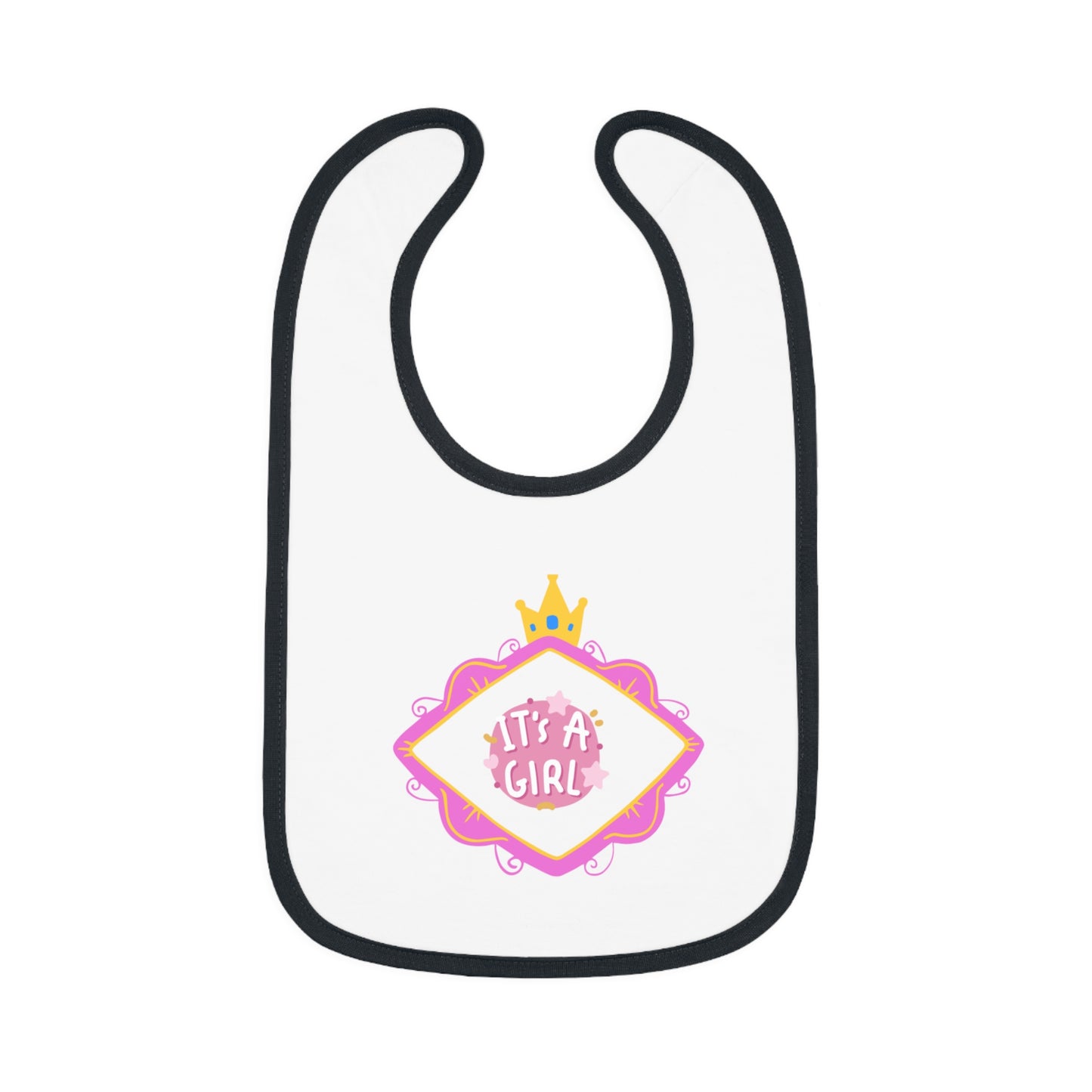 It's A Girl Baby Contrast Trim Jersey Bib #IAG1