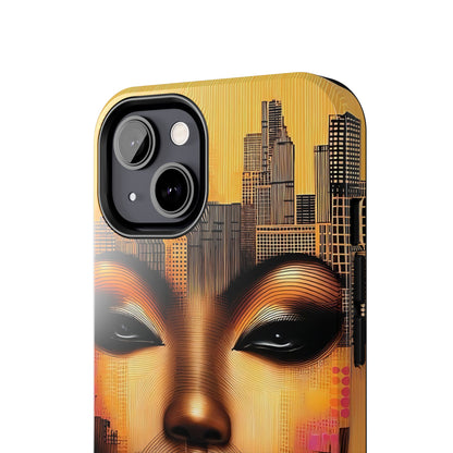 Afrocentric Tough Phone Case, City Girl On The Move Unique Design, Urban Street Style, Protective Cellphone Cover, Trendy Mobile Accessory