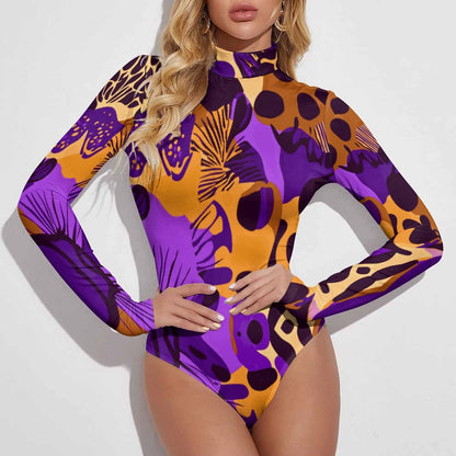 High-collar Long-sleeve Bodysuit NZ056 (All-Over Printing)