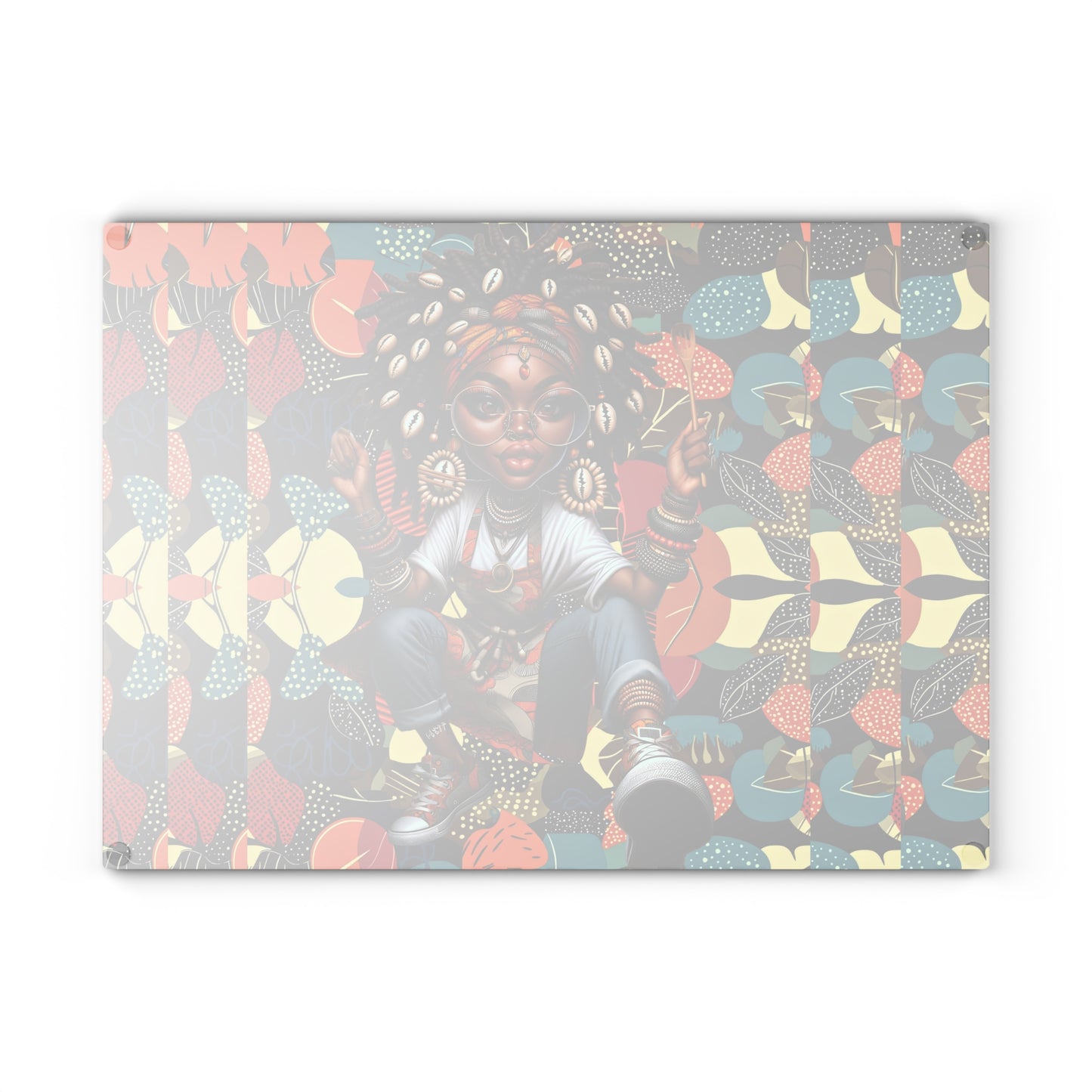 Glass Cutting Board, Afrocentric Kitchen Decor, Ankara Pattern Glass Board, Ethnic Design Cheese Board, Unique Housewarming Gift