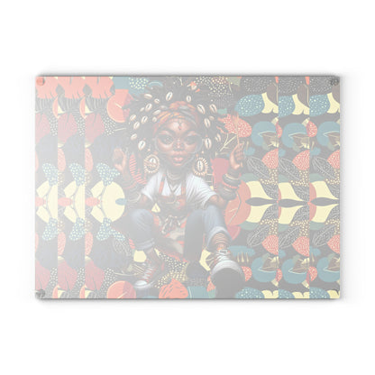 Glass Cutting Board, Afrocentric Kitchen Decor, Ankara Pattern Glass Board, Ethnic Design Cheese Board, Unique Housewarming Gift