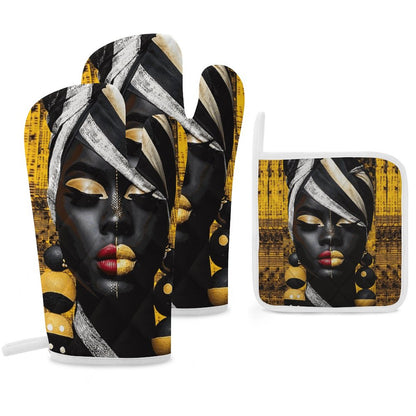 Oven Mitts & Pot Holder Set of 3 (Multi-image Splicing)