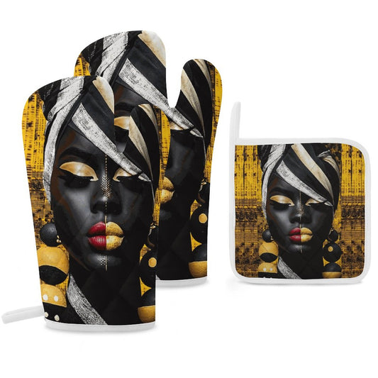 Oven Mitts & Pot Holder Set of 3 (Multi-image Splicing)