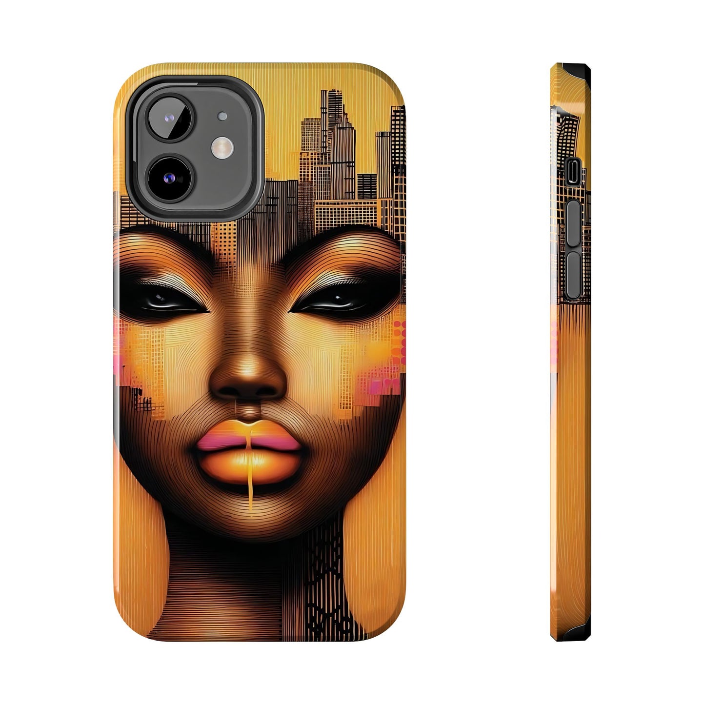 Afrocentric Tough Phone Case, City Girl On The Move Unique Design, Urban Street Style, Protective Cellphone Cover, Trendy Mobile Accessory