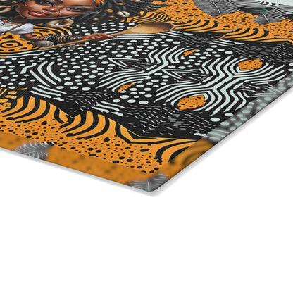 Glass Cutting Board, Afrocentric Kitchen Decor, Ankara Pattern Glass Board, Ethnic Design Cheese Board, Unique Housewarming Gift