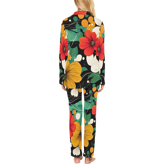 Floral Pattern Women's Long Pajama Set