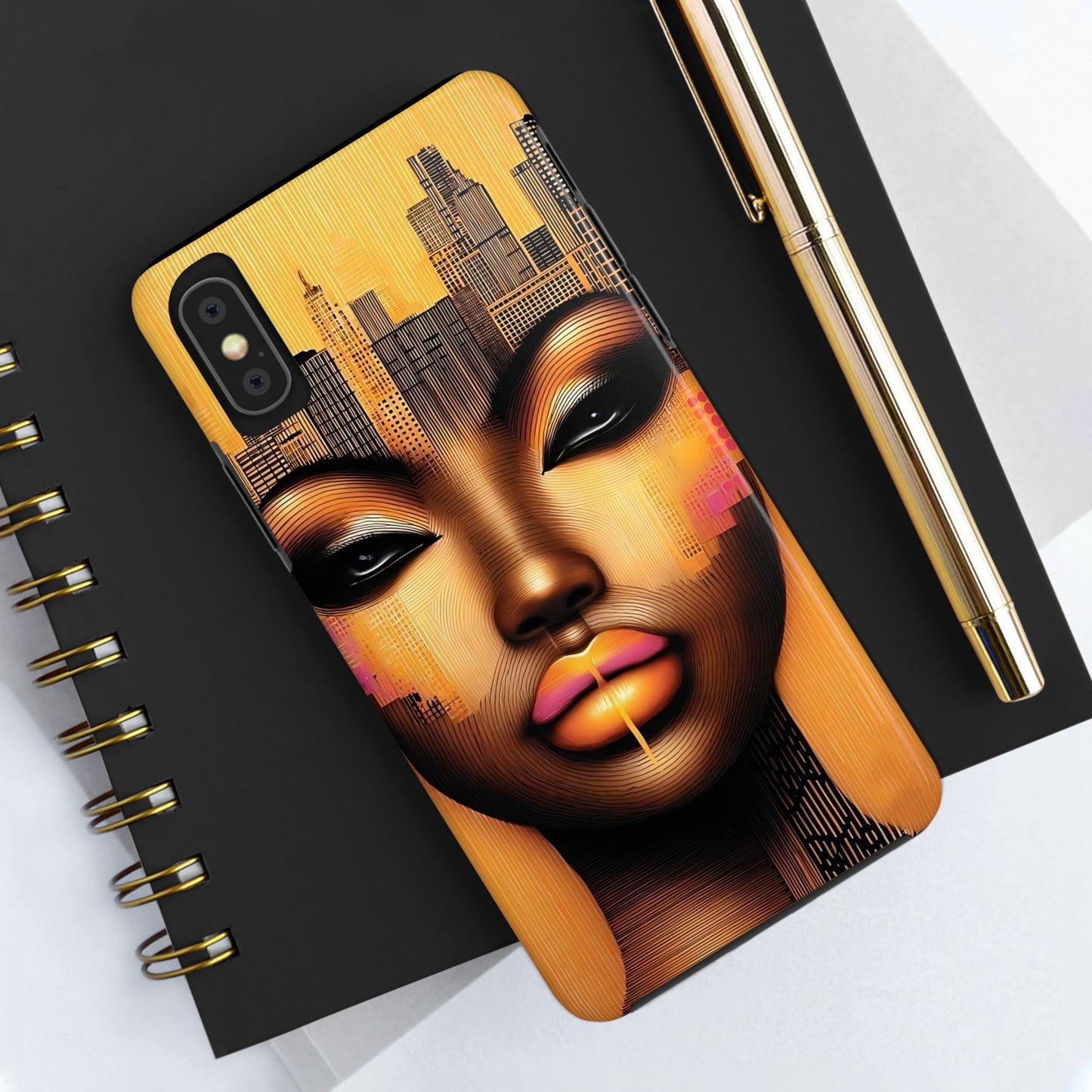 Afrocentric Tough Phone Case, City Girl On The Move Unique Design, Urban Street Style, Protective Cellphone Cover, Trendy Mobile Accessory