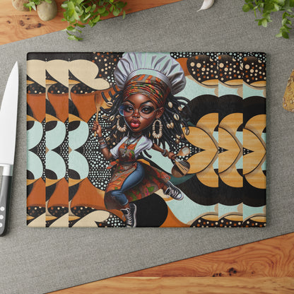 Glass Cutting Board, Afrocentric Kitchen Decor, Ankara Pattern Glass Board, Ethnic Design Cheese Board, Unique Housewarming Gift