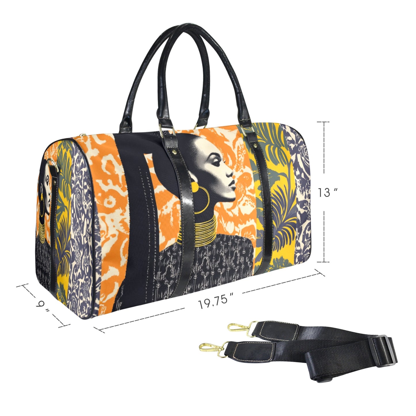 Legacy Personified Women's Large Capacity Travel Bag-Large (Black Long Patch) (1736) Large Capacity Travel Bag-Large (Black Long Patch) (1736)