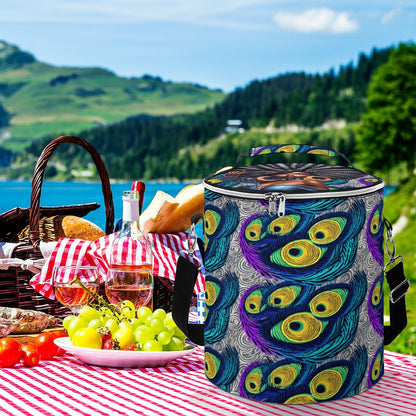 Round Collapsible Insulated Cooler Bag with Shoulder Strap A018 (All-Over Printing)