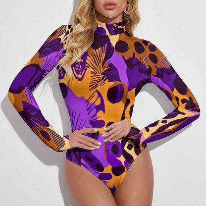 High-collar Long-sleeve Bodysuit NZ056 (All-Over Printing)