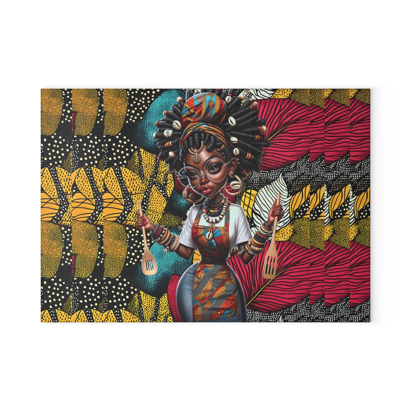 Glass Cutting Board, Afrocentric Kitchen Decor, Ankara Pattern Glass Board, Ethnic Design Cheese Board, Unique Housewarming Gift