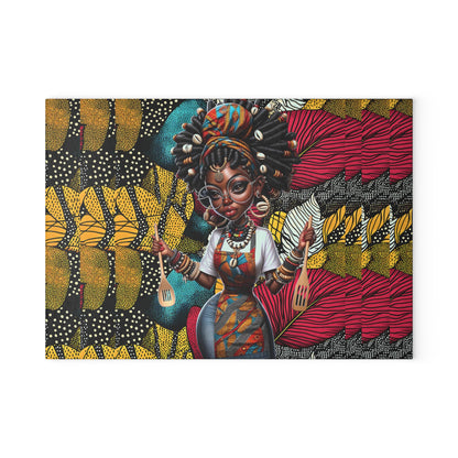 Glass Cutting Board, Afrocentric Kitchen Decor, Ankara Pattern Glass Board, Ethnic Design Cheese Board, Unique Housewarming Gift