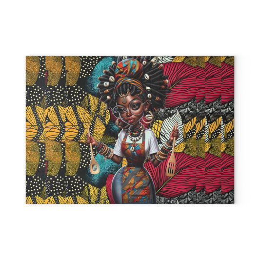 Glass Cutting Board, Afrocentric Kitchen Decor, Ankara Pattern Glass Board, Ethnic Design Cheese Board, Unique Housewarming Gift