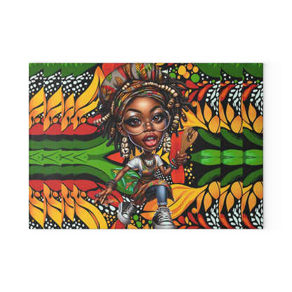 Glass Cutting Board, Afrocentric Kitchen Decor, Ankara Pattern Glass Board, Ethnic Design Cheese Board, Unique Housewarming Gift