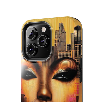 Afrocentric Tough Phone Case, City Girl On The Move Unique Design, Urban Street Style, Protective Cellphone Cover, Trendy Mobile Accessory